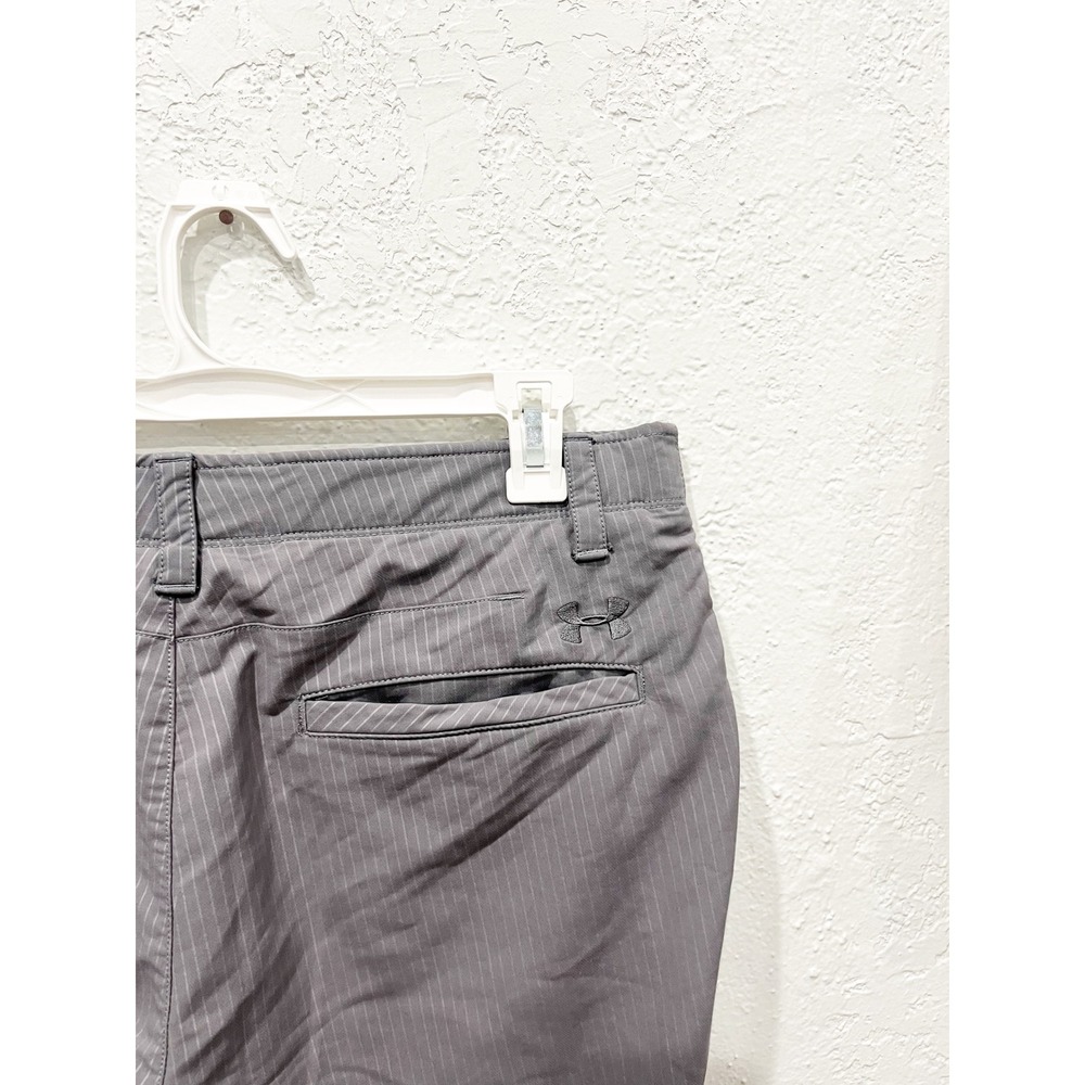 Under Armour Mens Gray Pinstripe Golf Pants Flat Front Trousers 34x34 - Picture 6 of 7